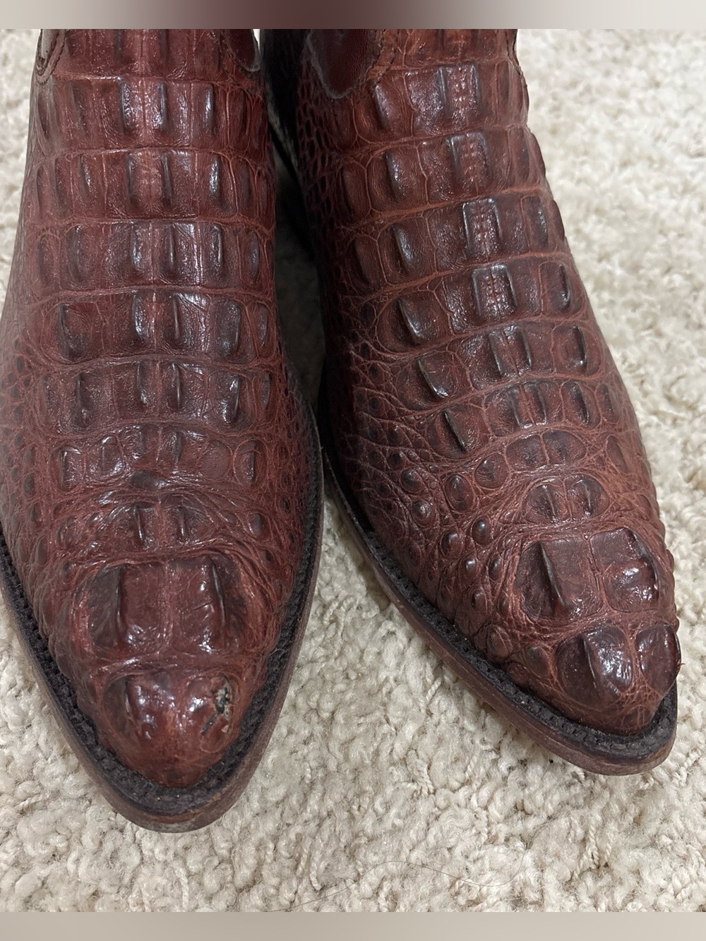 VTG Black Jack Handmade Brown Exotic Caiman Leather Western Boots Men’s 10.5 D - Picture 2 of 10